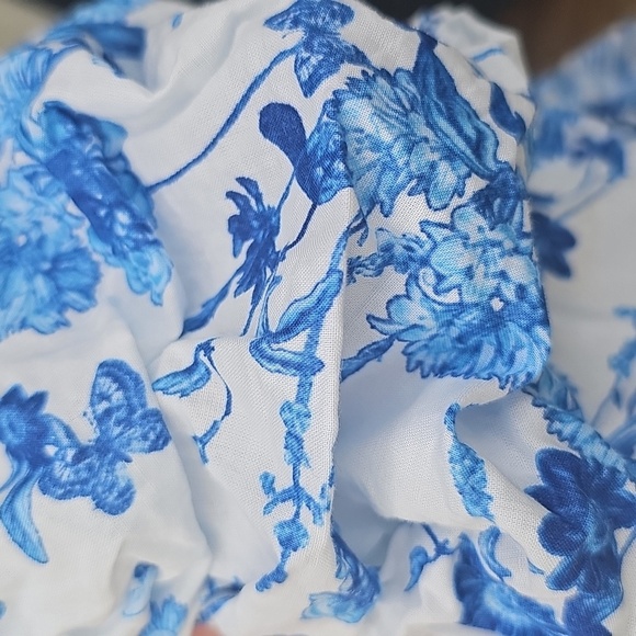 Forever 21 Cotton Balloon Puff Sleeve Floral Crop Top Size L - Picture 5 of 5